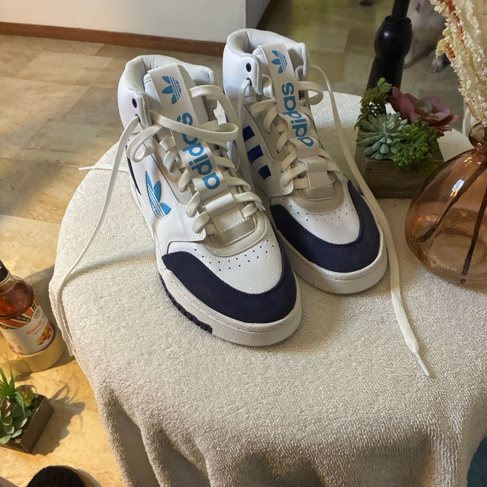 Adidas White and Navy High-Tops